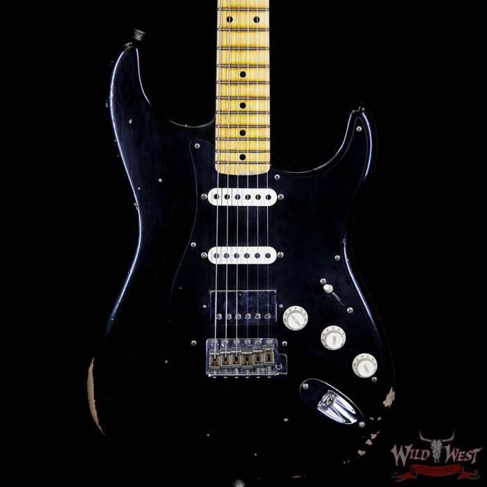 Fender Custom Shop 1958 Stratocaster Relic Maple Neck HSS EVH Pickup Black - Image 3