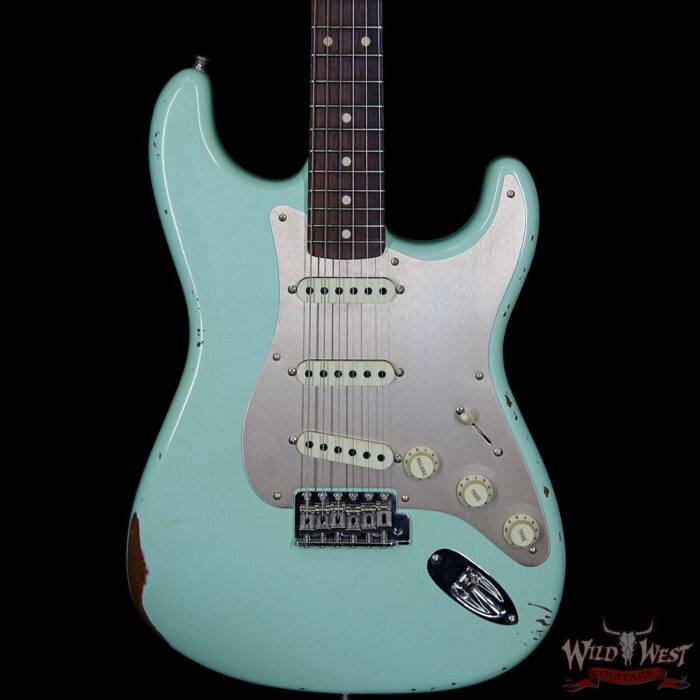Fender Custom Shop 30th Anniversary LTD Roasted 1960 Stratocaster Relic Birdseye Neck Rosewood Board Aged Surf Green - Image 3