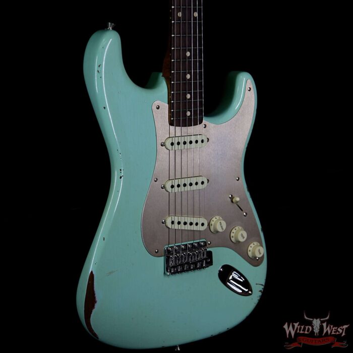 Fender Custom Shop 30th Anniversary LTD Roasted 1960 Stratocaster Relic Birdseye Neck Rosewood Board Aged Surf Green - Image 4