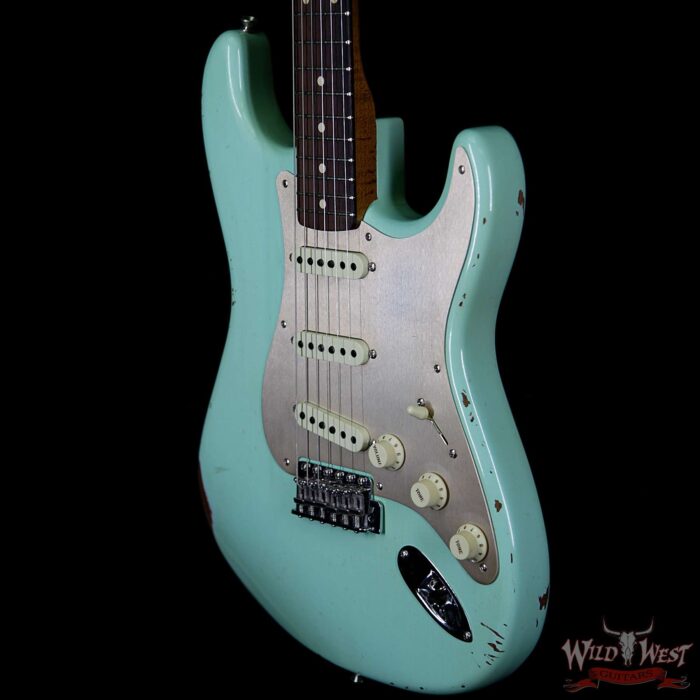 Fender Custom Shop 30th Anniversary LTD Roasted 1960 Stratocaster Relic Birdseye Neck Rosewood Board Aged Surf Green - Image 2