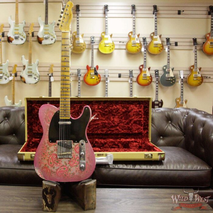 2018 Fender Custom Shop 1952 Telecaster Relic Maple Neck Black Pickguard Pink Paisley - Image 4