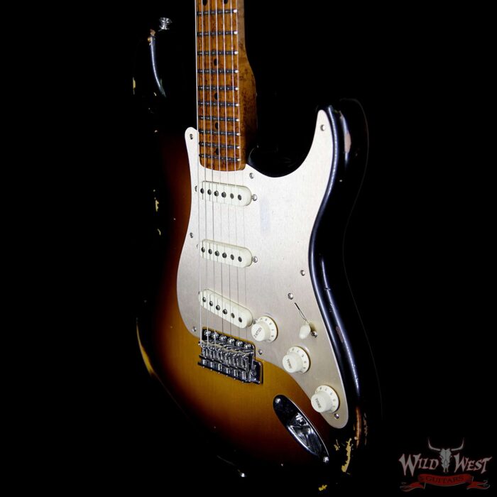 Fender Custom Shop Roasted 1956 Stratocaster Relic Birdeye Maple Neck 2 Tone Sunburst - Image 2