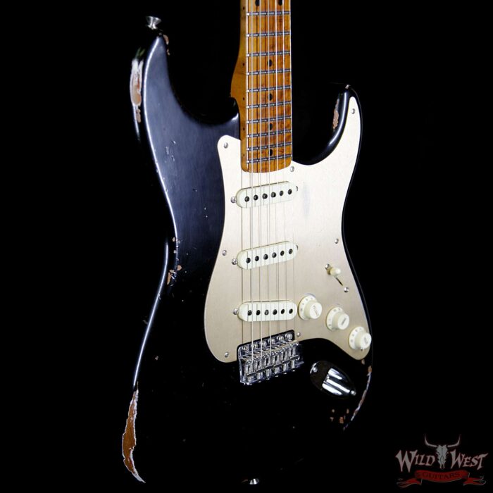 Fender Custom Shop 30th Anniversary LTD 1956 Stratocaster Relic Roasted Birdseye Neck & Fingerboard Aged Black - Image 5