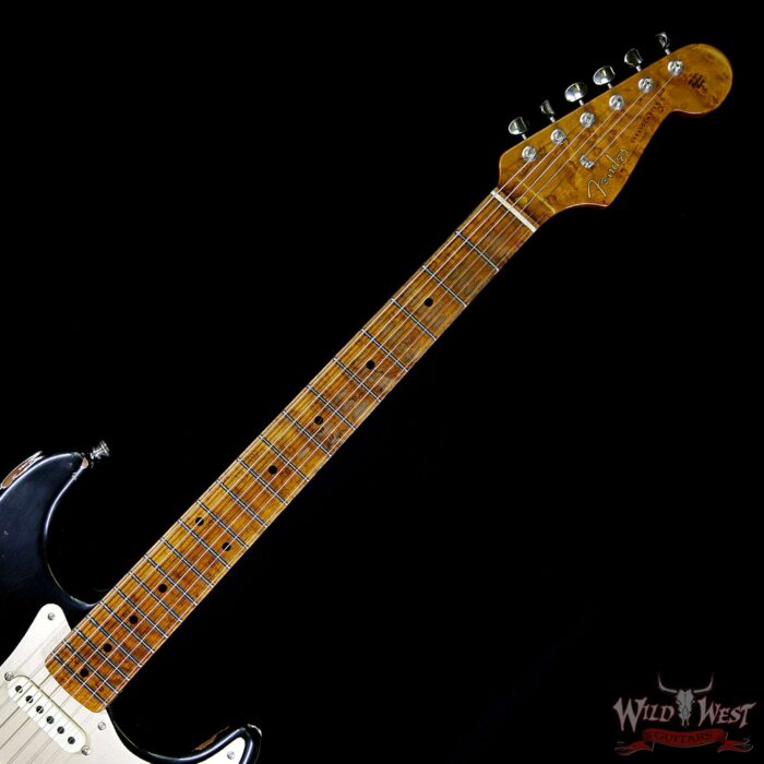 Fender Custom Shop 30th Anniversary LTD 1956 Stratocaster Relic Roasted Birdseye Neck & Fingerboard Aged Black - Image 9