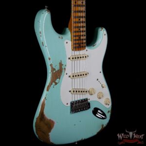 Fender Custom Shop 1957 Stratocaster Heavy Relic Maple Neck Surf Green - Image 4
