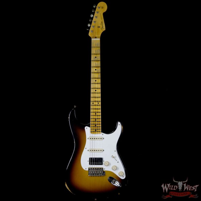 Fender Custom Shop 1958 Stratocaster HSS EVH Pickup Relic Maple Neck 2 Tone Sunburst - Image 3