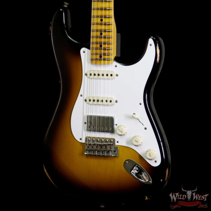 Fender Custom Shop 1958 Stratocaster HSS EVH Pickup Relic Maple Neck 2 Tone Sunburst - Image 2