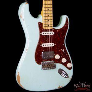 2018 Fender Custom Shop 1958 Stratocaster HSS EVH Pickup Relic Maple Neck Surf Green - Image 4