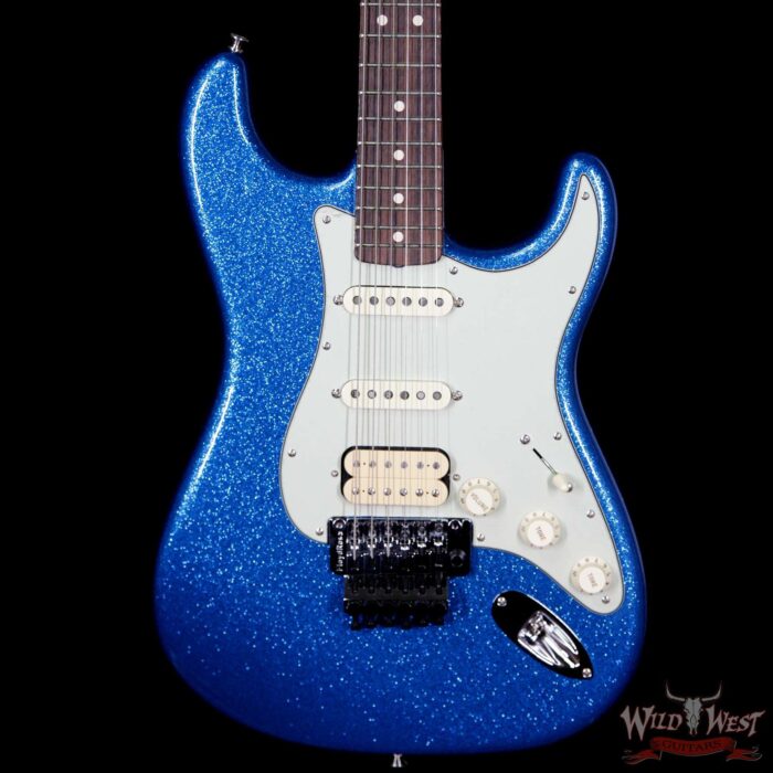 2017 Fender Custom Shop 1960 Stratocaster NOS Floyd Rose HSS Rosewood Fretboard Blue Sparkle - Image 3
