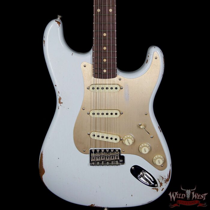 Fender Custom Shop 30th Anniversary LTD 1960 Stratocaster Relic Roasted Birdseye Neck Rosewood Board Faded Sonic Blue - Image 3
