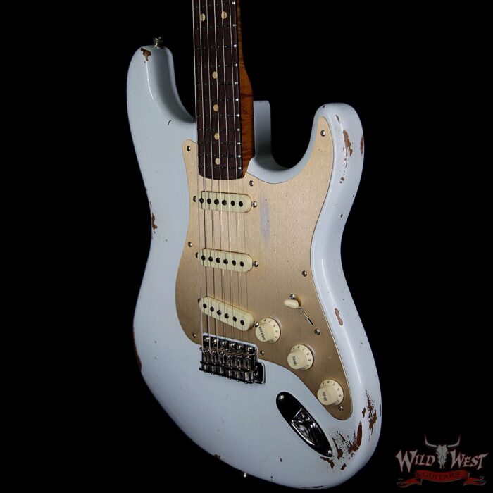 Fender Custom Shop 30th Anniversary LTD 1960 Stratocaster Relic Roasted Birdseye Neck Rosewood Board Faded Sonic Blue - Image 2