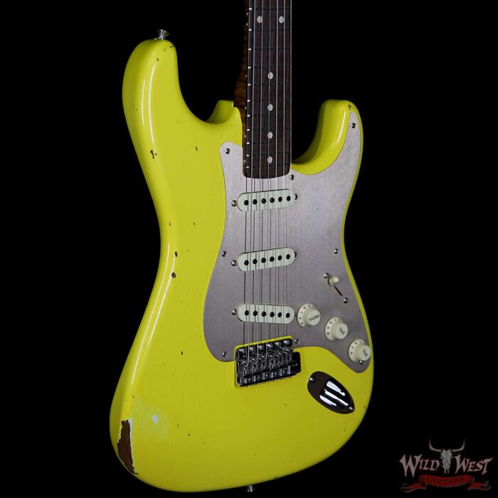 Fender Custom Shop 30th Anniversary LTD Roasted 1960 Stratocaster Relic Birdseye Neck Rosewood Board Aged Graffiti Yellow - Image 4