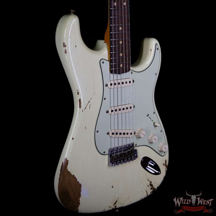 Fender Custom Shop 1961 Stratocaster Heavy Relic Slab Rosewood Fingerboard Vintage White - Image 5