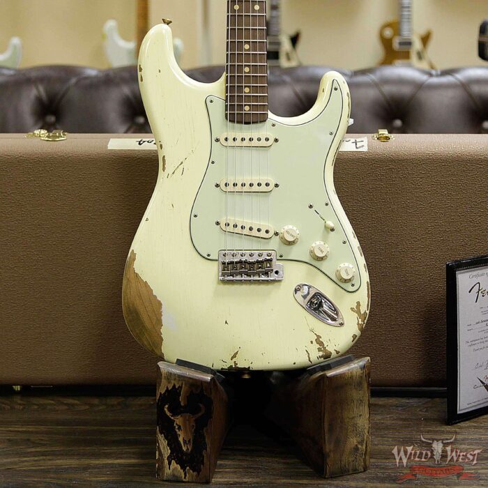 Fender Custom Shop 1961 Stratocaster Heavy Relic Slab Rosewood Fingerboard Vintage White - Image 11