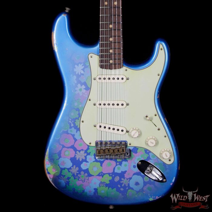 Fender Custom Shop 1963 Stratocaster Relic Rosewood Fingerboard Blue Flower - Image 3