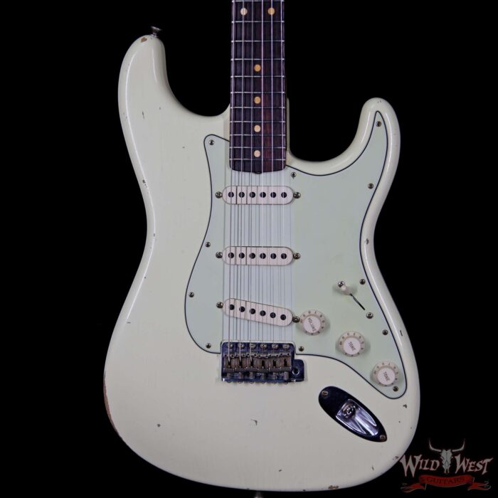 Fender Custom Shop 1963 Stratocaster Relic Rosewood Fingerboard Vintage White - Image 3