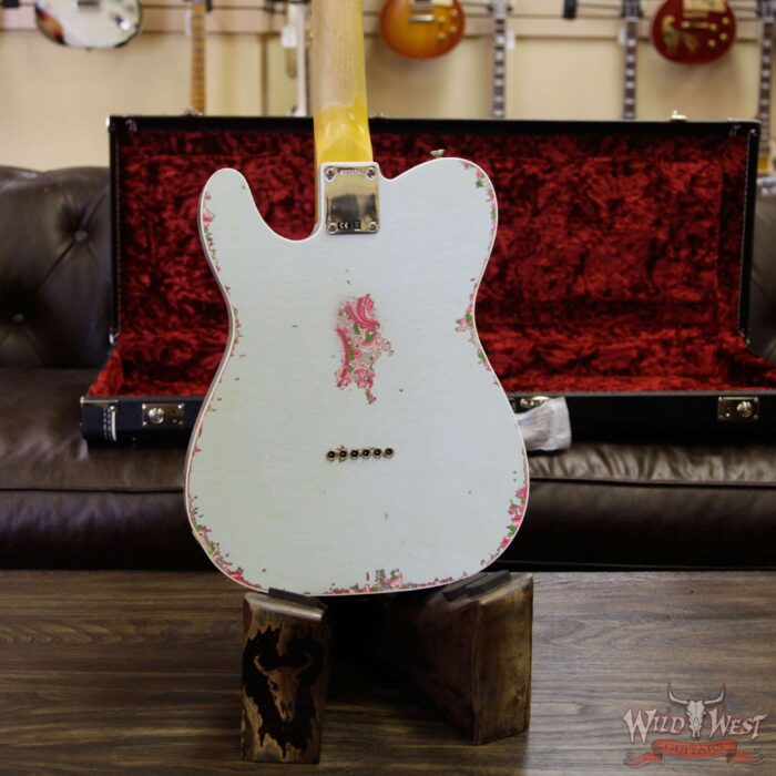 Fender Custom Shop 1963 Telecaster Heavy Relic Double Binding Rosewood Board Sonic Blue over Pink Paisley - Image 15