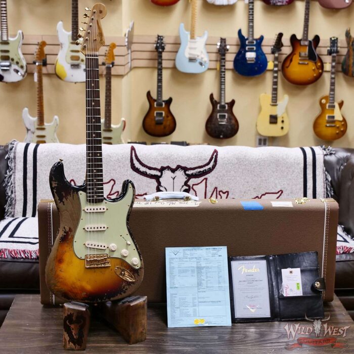 Fender Custom Shop Wild West Guitars 25th Anniversary 1960 Stratocaster Madagascar Rosewood Fretboard Heavy Relic 3 Tone Sunburst 7.45 LBS - Image 6