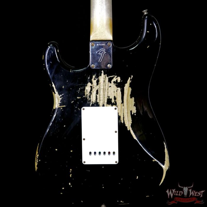 Fender Custom Shop 1969 Stratocaster Heavy Relic Maple Neck Fat Head Black - Image 7