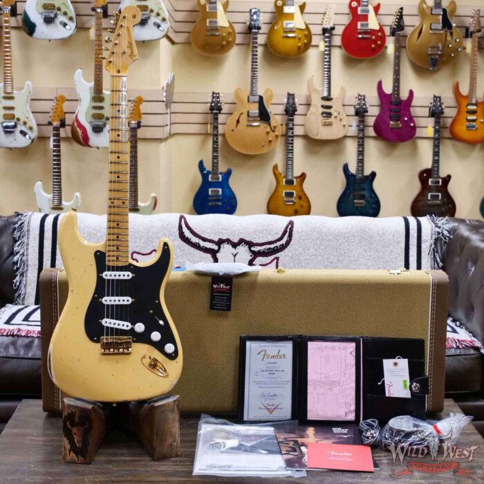 Fender Custom Shop Limited Edition 70th Anniversary 1954 Stratocaster Hardtail Relic Nocaster Blonde with Black Pickguard & Gold Hardware 6.50 LBS - Image 6