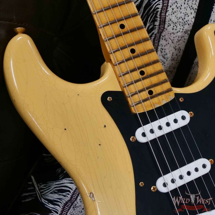 Fender Custom Shop Limited Edition 70th Anniversary 1954 Stratocaster Hardtail Relic Nocaster Blonde with Black Pickguard & Gold Hardware 6.50 LBS - Image 11
