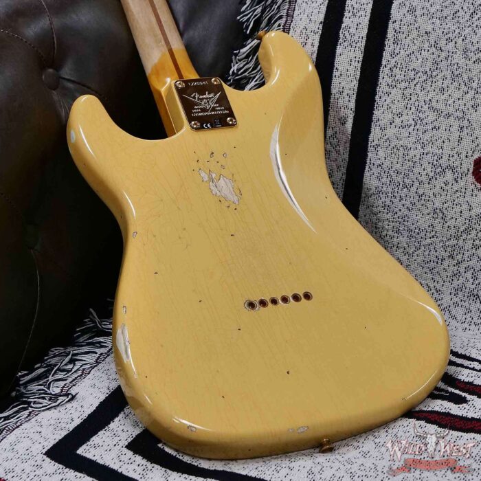 Fender Custom Shop Limited Edition 70th Anniversary 1954 Stratocaster Hardtail Relic Nocaster Blonde with Black Pickguard & Gold Hardware 6.50 LBS - Image 14