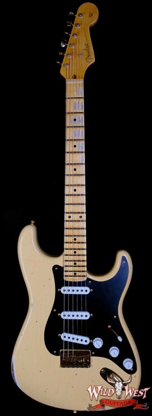 Fender Custom Shop Limited Edition 70th Anniversary 1954 Stratocaster Hardtail Relic Nocaster Blonde with Black Pickguard & Gold Hardware 6.50 LBS
