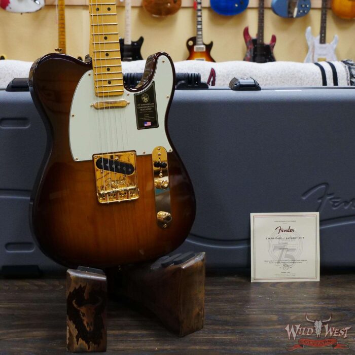 Fender 75th Anniversary Commemorative Ash Telecaster Maple Fingerboard 2-Color Bourbon Burst - Image 8