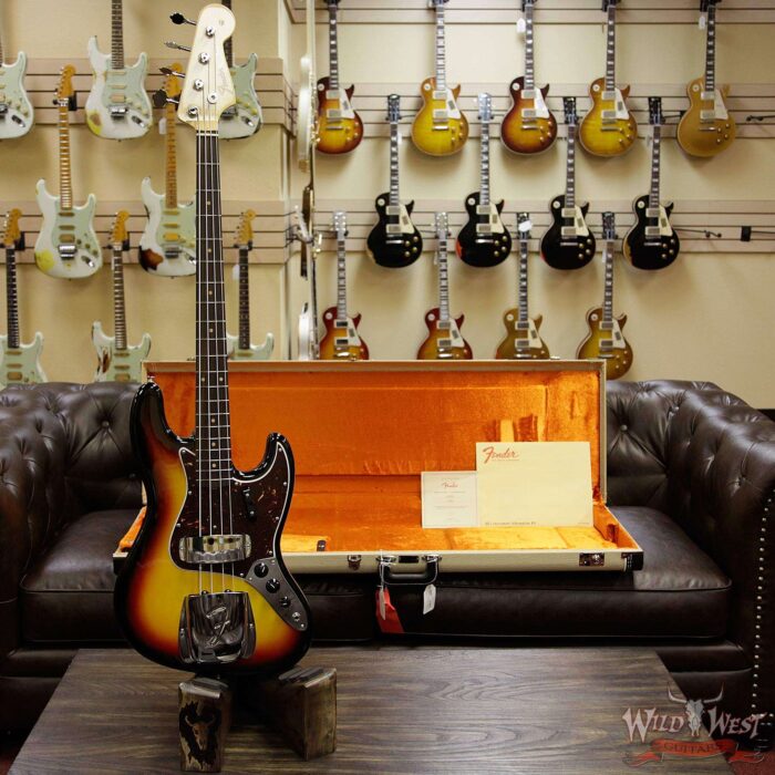 Fender USA American Vintage ‘64 1964 Jazz Bass Rosewood Fretboard 3 Tone Sunburst - Image 11