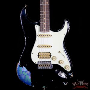 Fender Custom Shop Black Lightning 2.0 Stratocaster Heavy Relic HSS 22 Frets Rosewood Board Blue Flower - Image 3