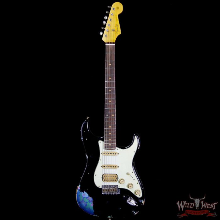 Fender Custom Shop Black Lightning 2.0 Stratocaster Heavy Relic HSS 22 Frets Rosewood Board Blue Flower - Image 5