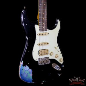Fender Custom Shop Black Lightning 2.0 Stratocaster Heavy Relic HSS 22 Frets Rosewood Board Blue Flower - Image 4