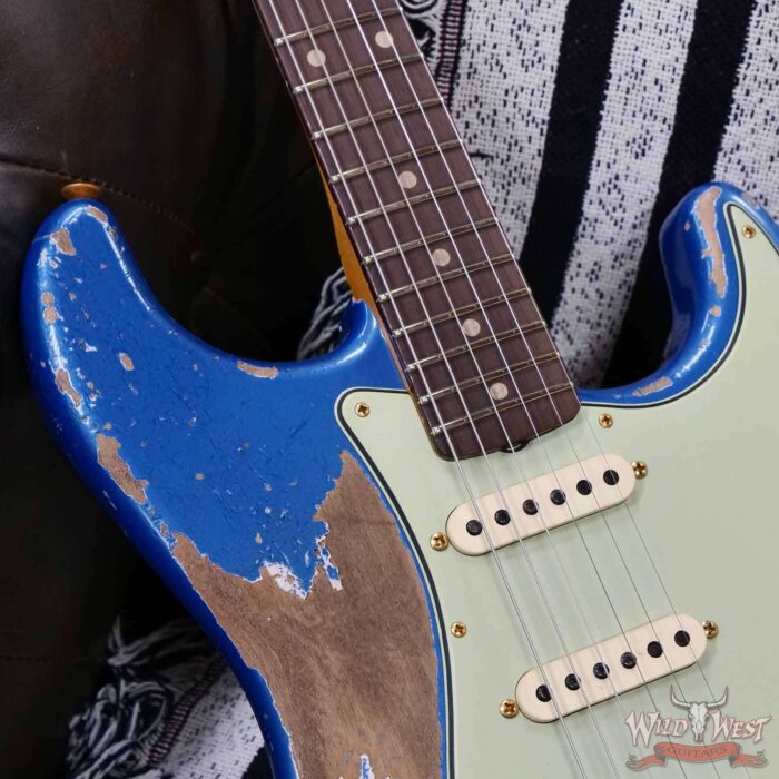 Fender Custom Shop Wild West Guitars 25th Anniversary 1960 Stratocaster Hardtail Madagascar Rosewood Fretboard Heavy Relic Lake Placid Blue 7.15 lbs - Image 12