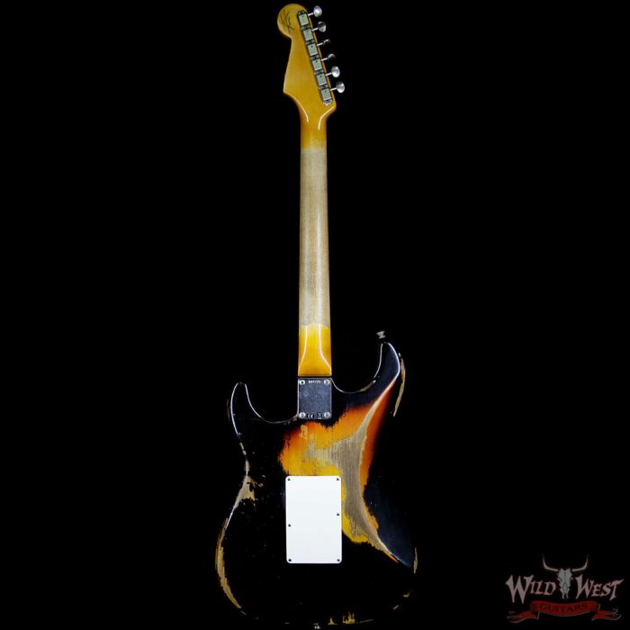 Fender Custom Shop Wild West Exclusive Black Lightning Stratocaster Floyd Rose Heavy Relic HSS 3 Tone Sunburst - Image 7
