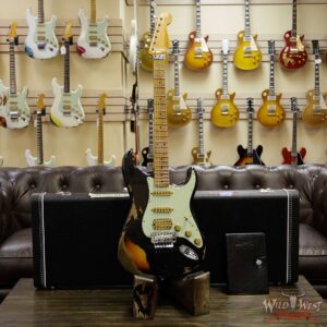 Fender Custom Shop Wild West Exclusive Black Lightning Stratocaster Floyd Rose Heavy Relic HSS 3 Tone Sunburst - Image 11