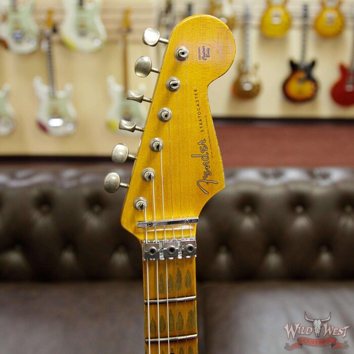 Fender Custom Shop Wild West Exclusive Black Lightning Stratocaster Floyd Rose Heavy Relic HSS 3 Tone Sunburst - Image 9