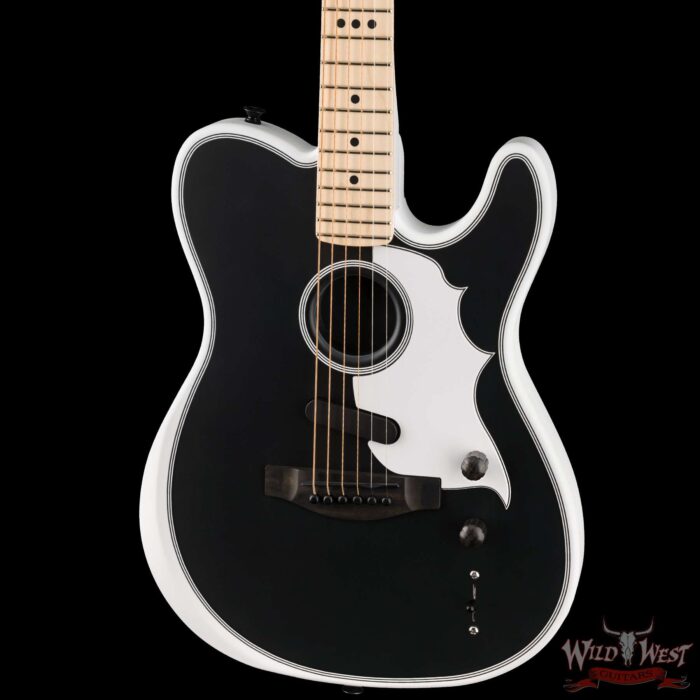 Fender Jack White Triplesonic™ Acoustasonic® Telecaster Maple Fingerboard Satin Arctic White with Black Top 5.40 lbs - Image 2