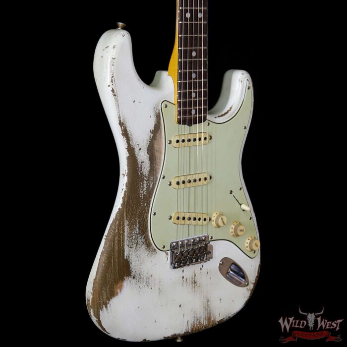 Fender Custom Shop Jason Smith Masterbuilt 1969 Stratocaster Heavy Relic Reverse Head Rosewood Board Olympic White - Image 4