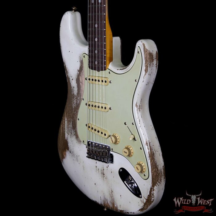 Fender Custom Shop Jason Smith Masterbuilt 1969 Stratocaster Heavy Relic Reverse Head Rosewood Board Olympic White - Image 2