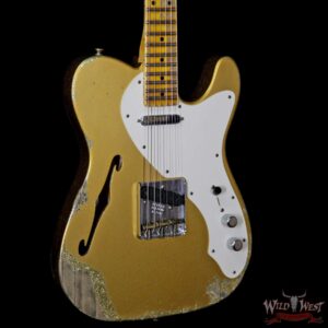 Fender Custom Shop NAMM Ltd 50’s Telecaster Thinline Heavy Relic Aztec Gold over Gold Sparkle - Image 4