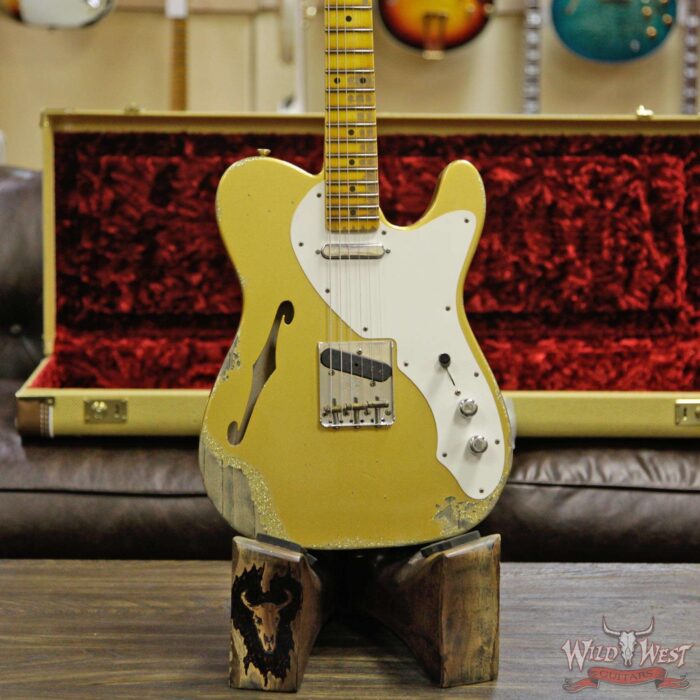 Fender Custom Shop NAMM Ltd 50’s Telecaster Thinline Heavy Relic Aztec Gold over Gold Sparkle - Image 13