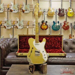Fender Custom Shop NAMM Ltd 50’s Telecaster Thinline Heavy Relic Aztec Gold over Gold Sparkle - Image 12