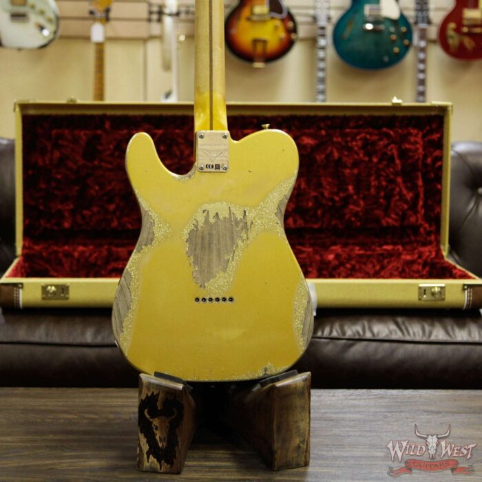 Fender Custom Shop NAMM Ltd 50’s Telecaster Thinline Heavy Relic Aztec Gold over Gold Sparkle - Image 15