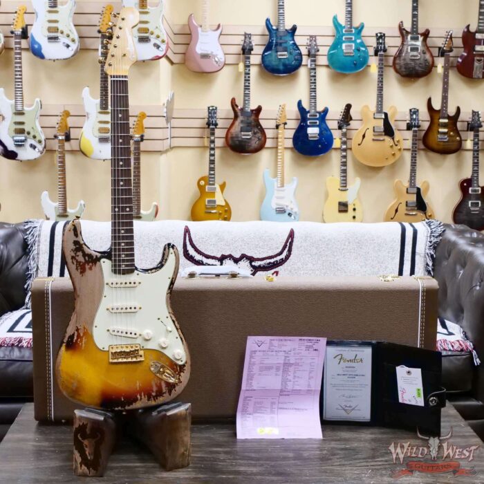 Fender Custom Shop Wild West Guitars 25th Anniversary 1960 Stratocaster Madagascar Rosewood Fretboard Heavy Relic 3 Tone Sunburst 7.65 LBS - Image 6
