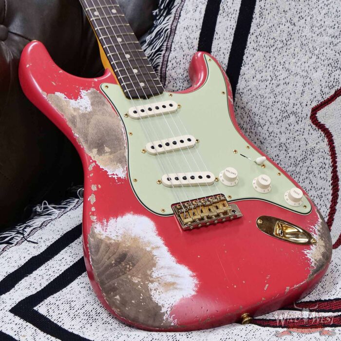 Fender Custom Shop Wild West Guitars 25th Anniversary 1960 Stratocaster Madagascar Rosewood Fretboard Heavy Relic Fiesta Red 7.65 LBS - Image 8