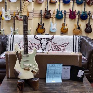 Fender Custom Shop Wild West Guitars 25th Anniversary 1960 Stratocaster Madagascar Rosewood Fretboard Heavy Relic Vintage White 7.10 LBS - Image 6