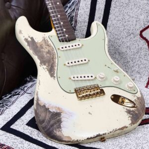 Fender Custom Shop Wild West Guitars 25th Anniversary 1960 Stratocaster Madagascar Rosewood Fretboard Heavy Relic Vintage White 7.10 LBS - Image 8