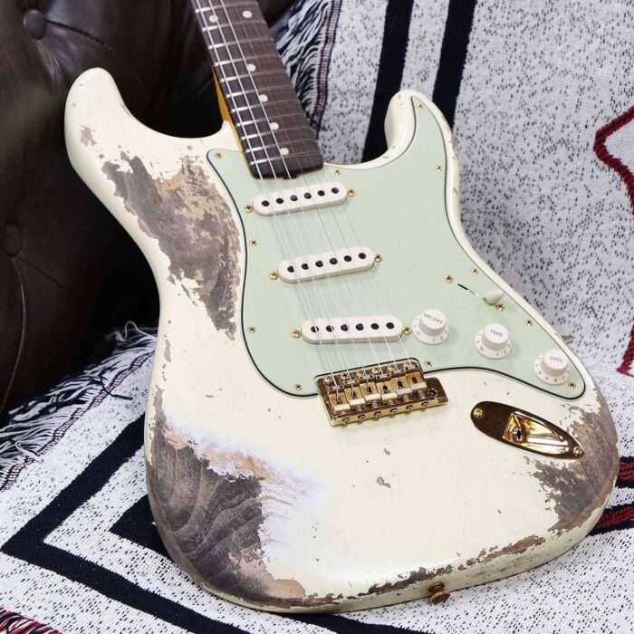 Fender Custom Shop Wild West Guitars 25th Anniversary 1960 Stratocaster Madagascar Rosewood Fretboard Heavy Relic Vintage White 7.10 LBS - Image 8
