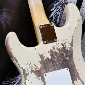Fender Custom Shop Wild West Guitars 25th Anniversary 1960 Stratocaster Madagascar Rosewood Fretboard Heavy Relic Vintage White 7.10 LBS - Image 13