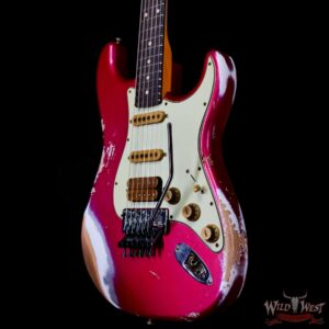 Fender Custom Shop Wild West Pink Lightning Stratocaster HSS Floyd Rose Rosewood Board 22 Frets Heavy Relic Lipstick Pink Metallic 8.20 LBS - Image 2